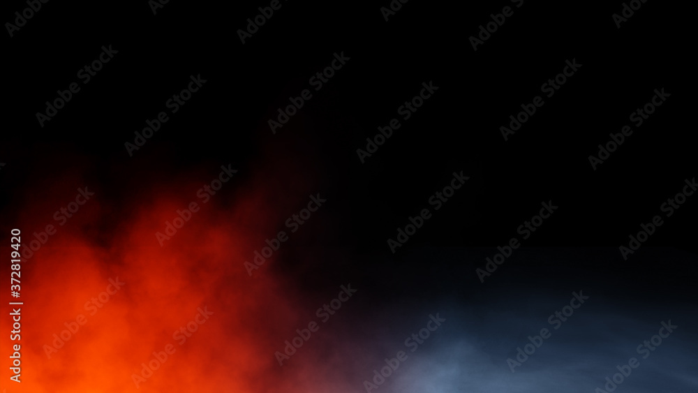 Fog and mist effect on isolated background. Orange and blue smoke chemistry, mystery texture overlays. Stock illuistration.