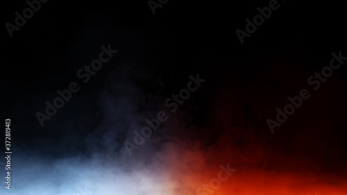 Fog and mist effect on isolated background. Orange and blue smoke chemistry, mystery texture overlays. Stock illuistration.