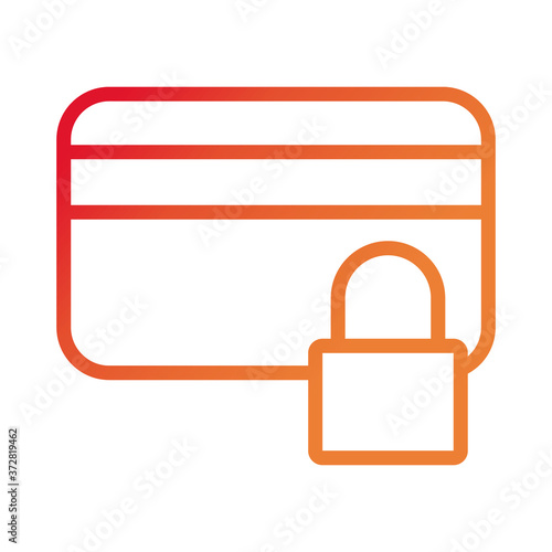safe padlock with credit card data security gradient style