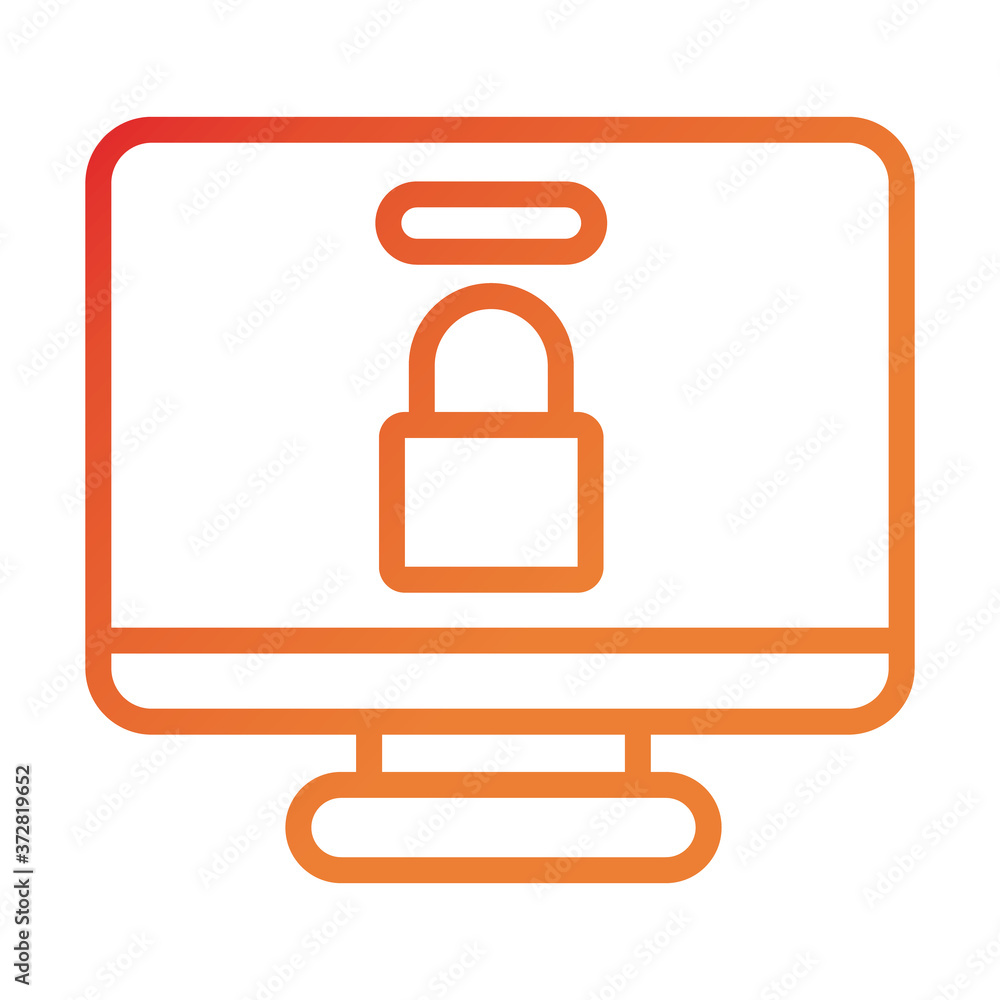 desktop computer with padlock gradient style icon desktop computer with padlock gradient style icon