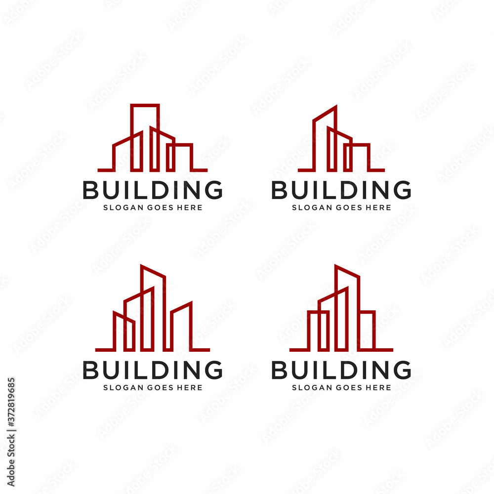 Building Logo Design Vector mono line
