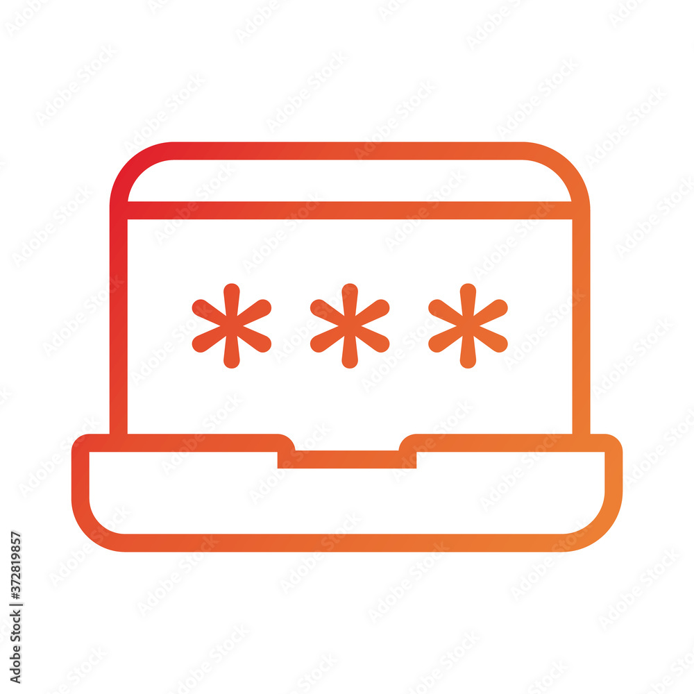 laptop computer with password gradient style icon laptop computer with password gradient style icon