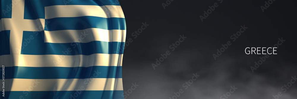 Fototapeta premium Greece Flag with Dark Background. 3d Rendering of European countries Flag.