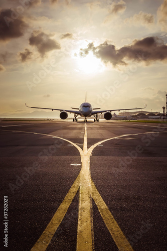 Aircraft taxiing to airport runway