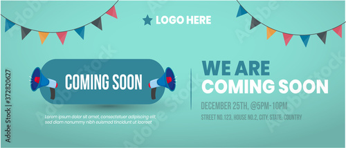 We are coming soon cover photo for website and facebook marketing. Facebook cover template. Coming soon vector cover template.new startup announcement concept 