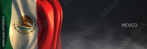 Mexico Flag 3d Rendering with Dark Background. 3d Rendering of South American countries Flag.