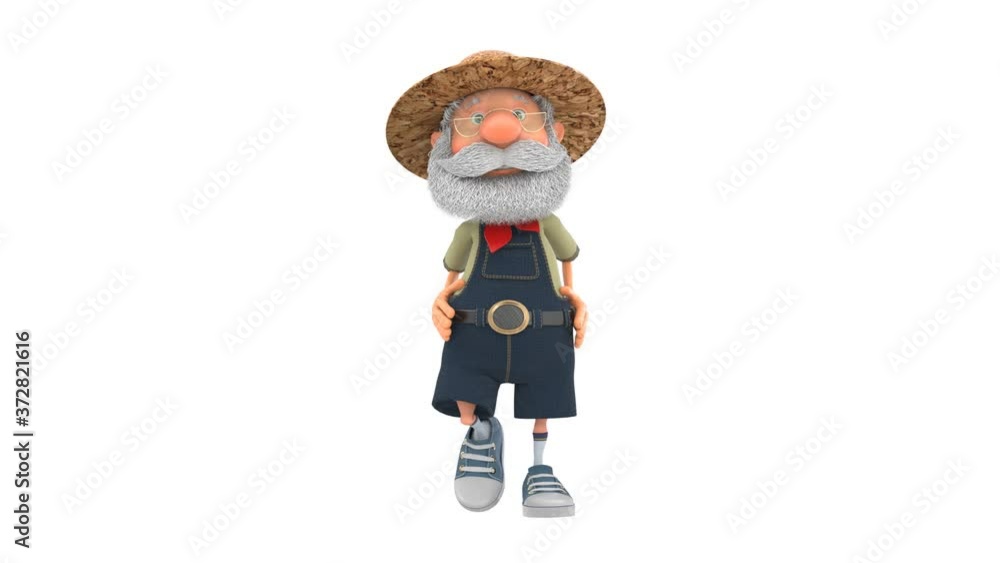 3D illustration farmer does morning exercises/3D illustration grandfather peasant sports in the fresh air 3D illustration farmer does morning exercises/3D illustration grandfather peasant sports in the fresh air