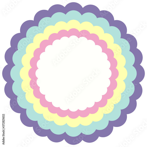 Rainbow wavy circle frame in pastel color template