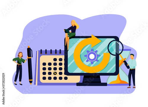 Workflow organization. Teamwork process. Deadlines respect. Efficient workday. Time management, effective time spending, time planning concept. 