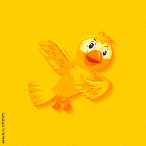 Cute yellow bird cartoon character © brgfx