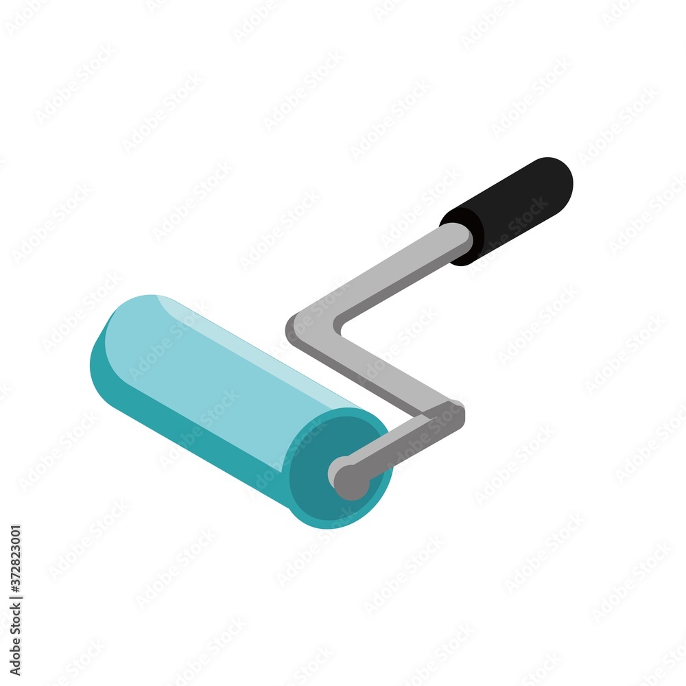 Paint Roller Isometric Illustration Graphic Isolate in White Paint Roller Isometric Illustration Graphic Isolate in White