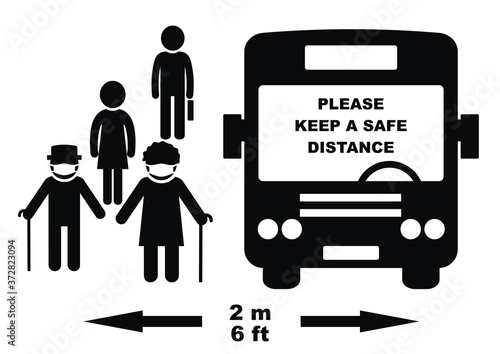 People on bus stop, black vector icon