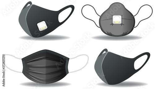 Set of black protection mask