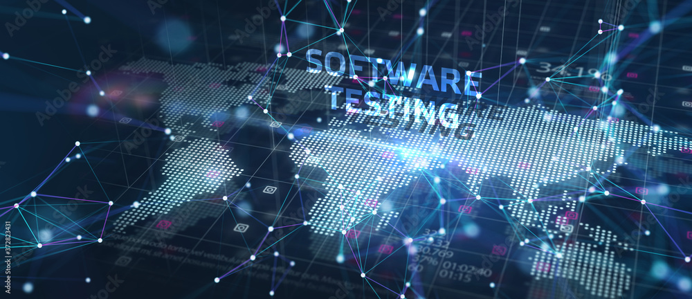 Fototapeta premium Inscription SOFTWARE TESTING on the virtual display. Business, modern technology, internet and networking concept.