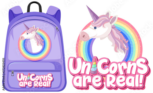 Isolated unicorn backpack on white background