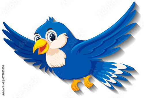 Cute blue bird cartoon character