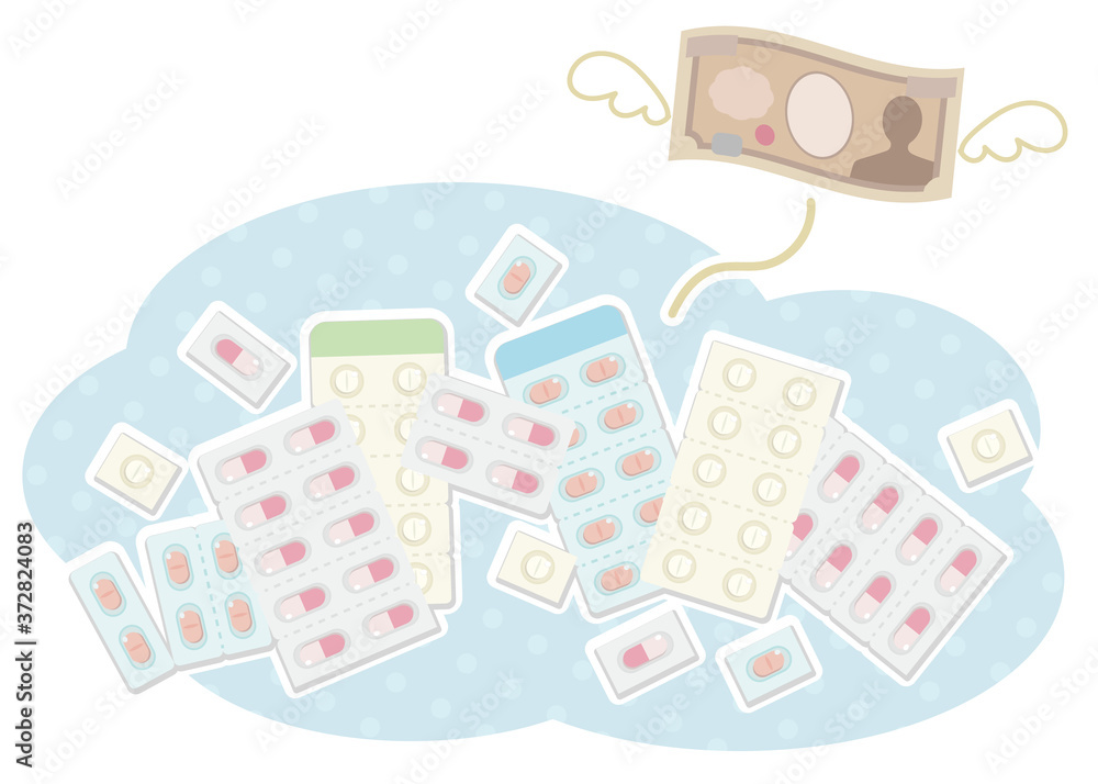 薬とお金の悩み イメージイラスト Stock Vector Adobe Stock