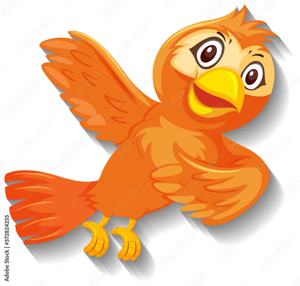Fototapeta premium Cute orange bird cartoon character