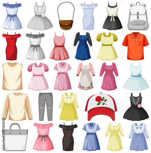 Set of fashion outfits