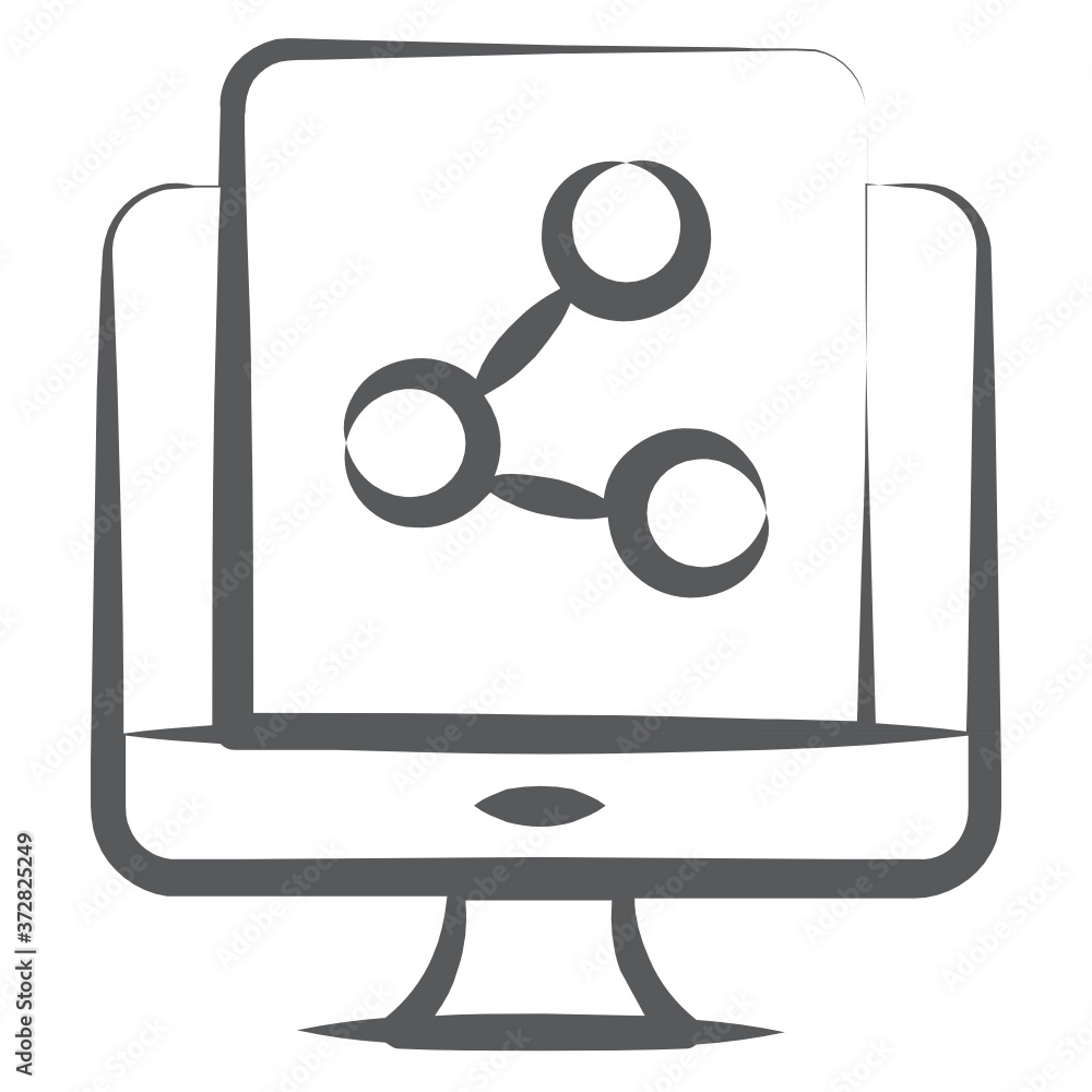 Transfer data concept, doodle line icon of online share
Transfer data concept, doodle line icon of online share