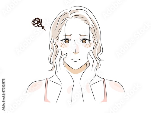 美容女性イラスト　しみ