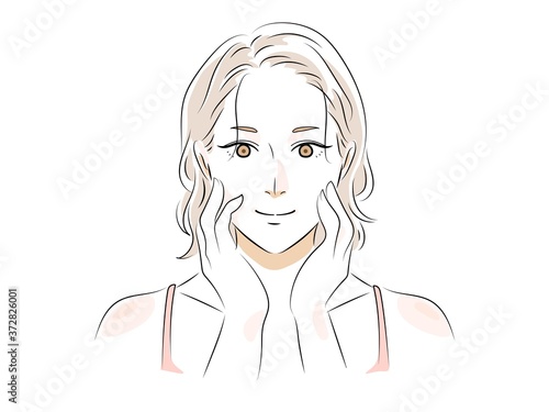 美容女性イラスト　笑顔