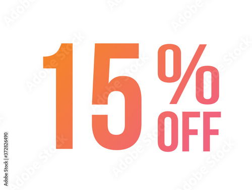 Energetic gradient pink to orange fifteen percent off special discount word