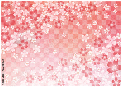 桜_ピンク和紙背景