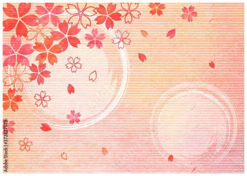 桜_ピンク和紙背景