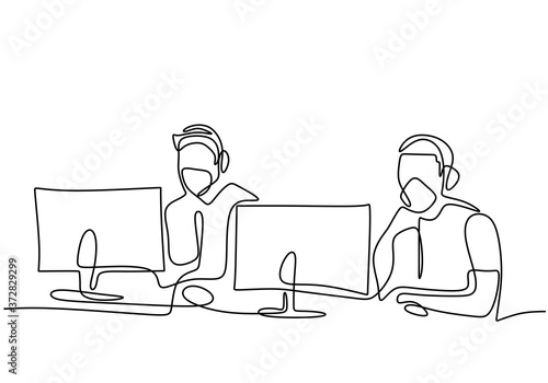 Continuous line drawing of ...