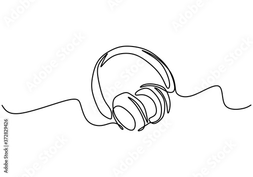 One line drawing of headpho...