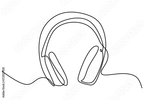 One line drawing of headpho...