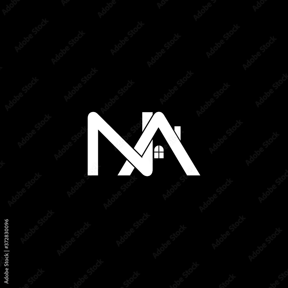 Initial Letter NA Logo Design isolated on dark background Stock Vector
