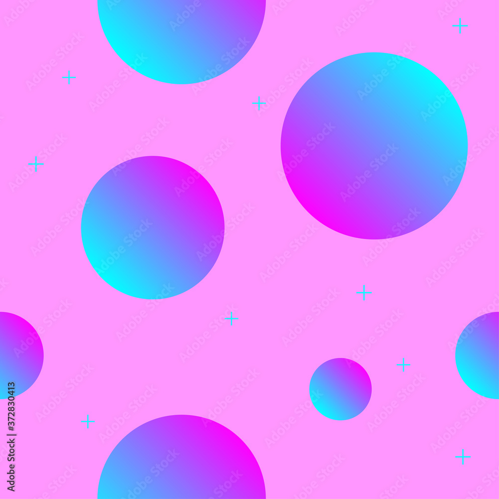 Circles gradient geometric abstract seamless background. Pink and cyan colors. Vector pattern. Circles gradient geometric abstract seamless background. Pink and cyan colors. Vector pattern.