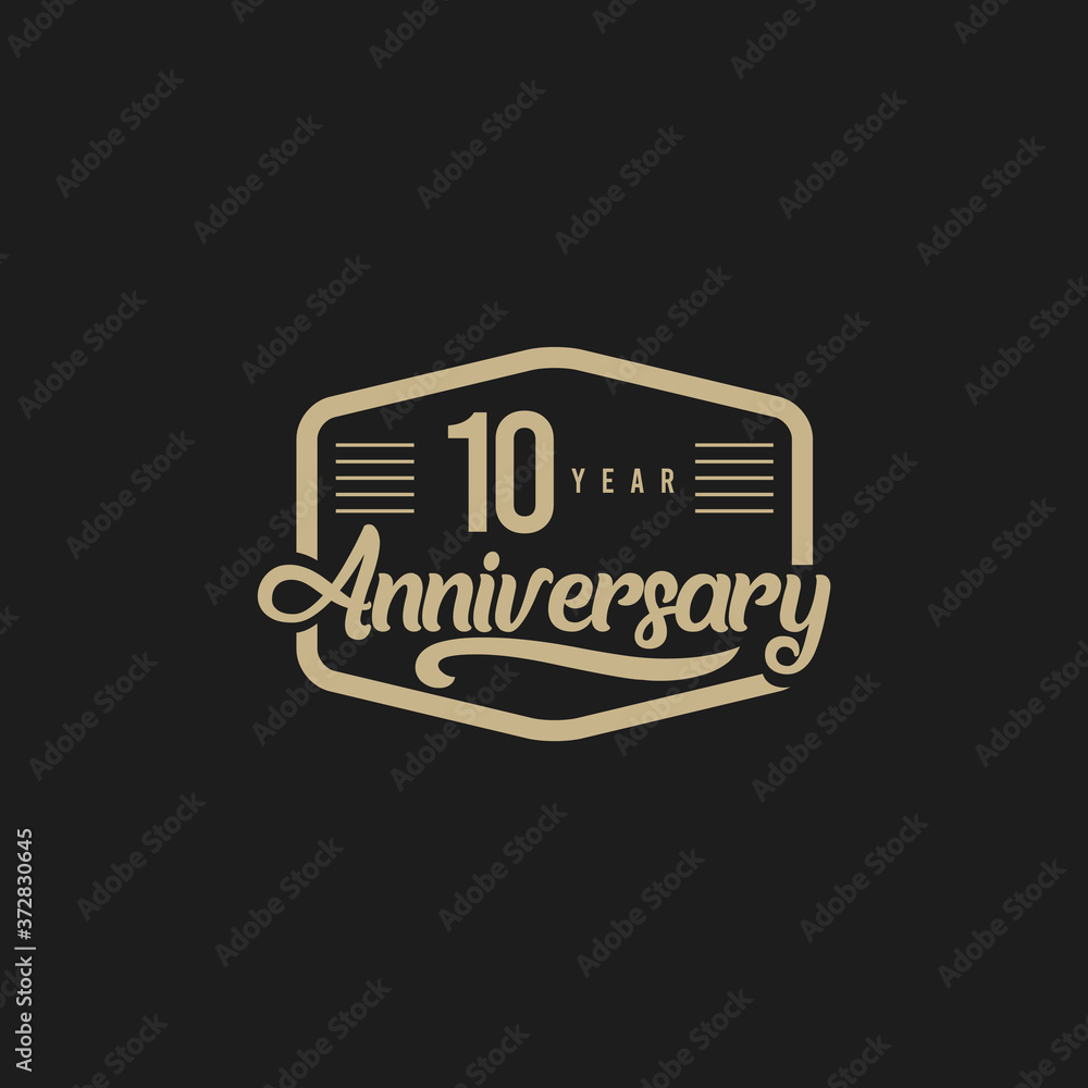 10 Years Anniversary Celebration Retro Vector Template Design Illustration