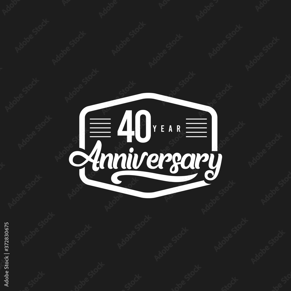 40 Years Anniversary Celebration Retro Vector Template Design Illustration