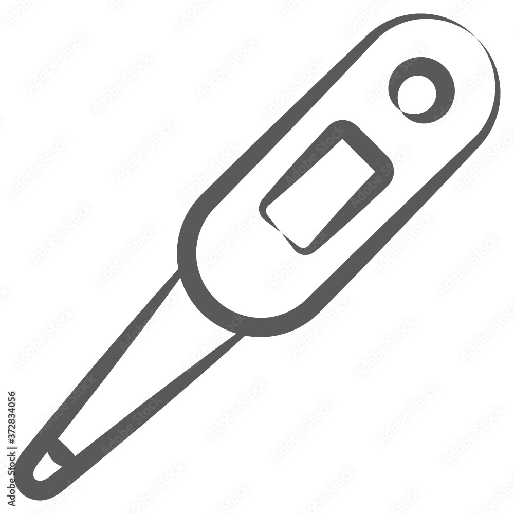 Doodle line icon of thermometer, fever testing device
Doodle line icon of thermometer, fever testing device