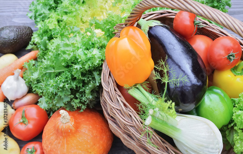 various  and colorful vegetables in a basket