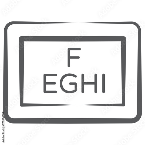
Doodle line icon of eye test board, eyesight checking chart 
