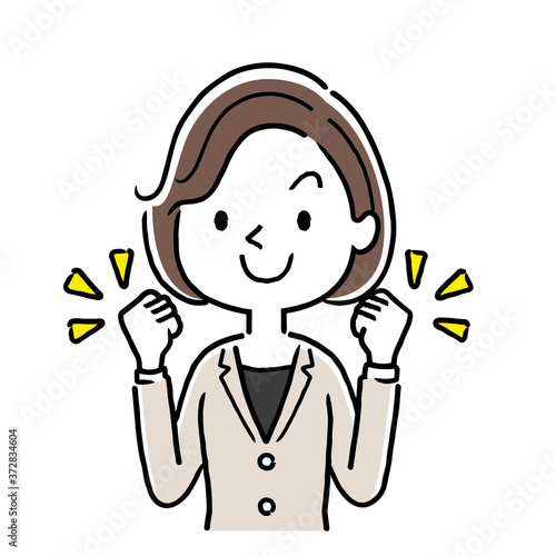Vector illustration material: motivated young woman, businesswoman