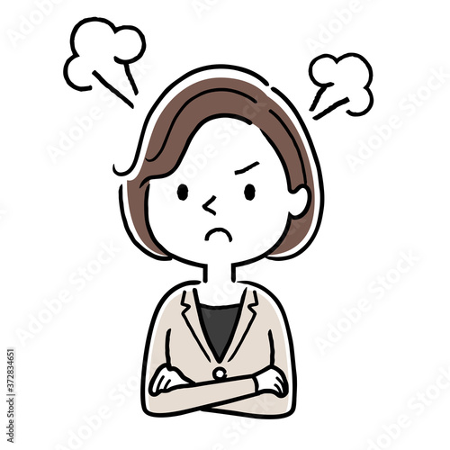 Vector illustration material: angry, furious woman, businesswoman