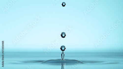 Detail of water drop on water surface