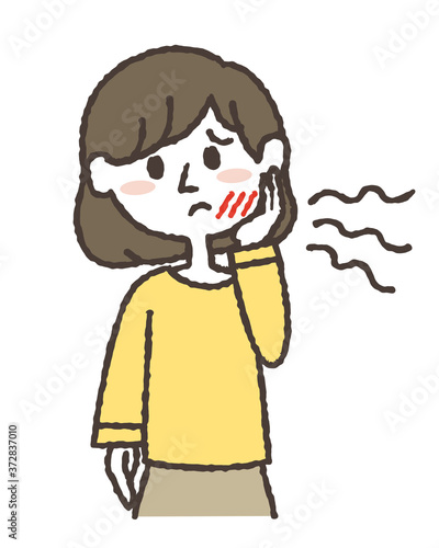 歯が痛む若い女性のイラスト