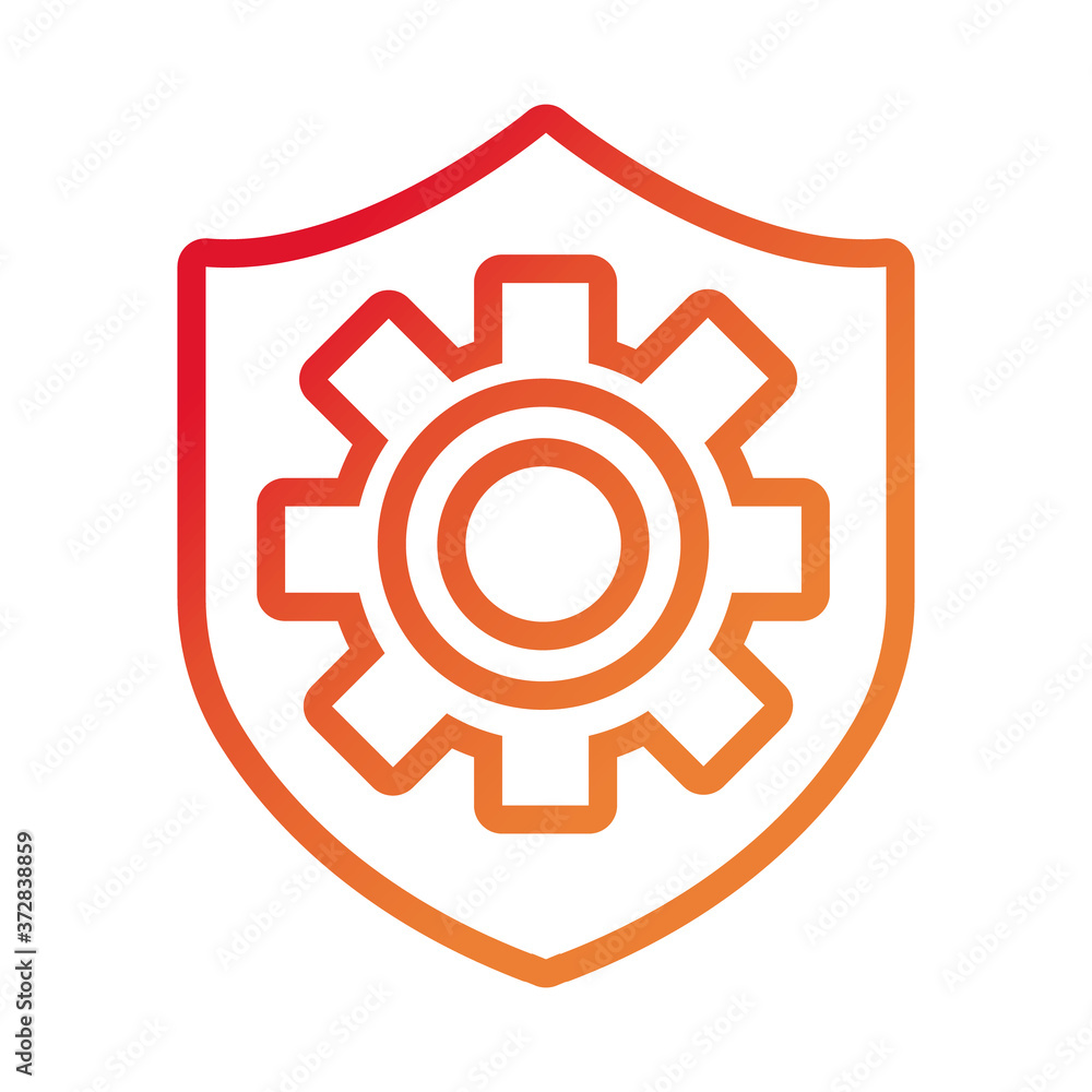shield secure with gear gradient style icon