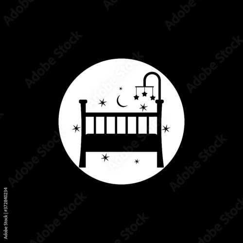 Baby crib icon isolated on dark background