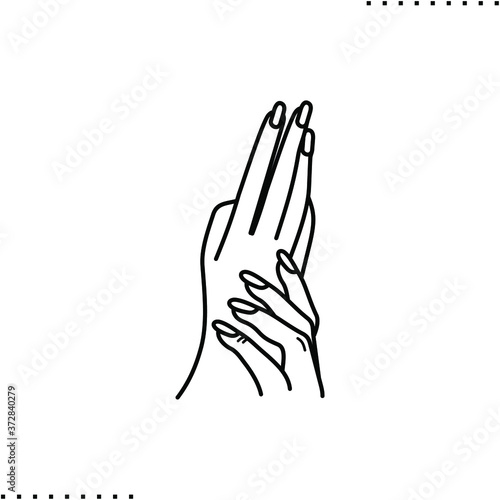 Female hands, fingernail, hands, manicure vector icon in outlines