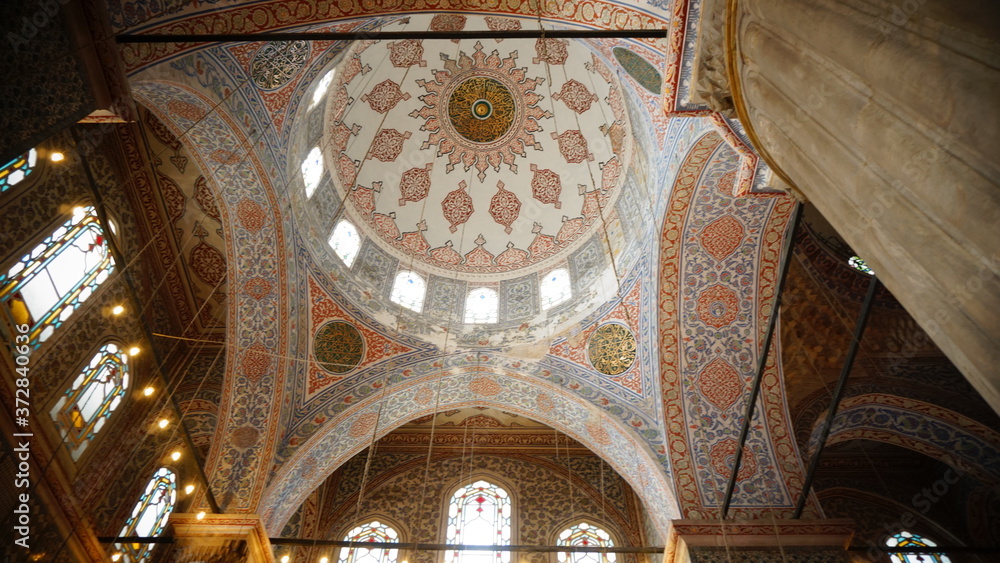 interior of the blue mosque in istanbul turkey