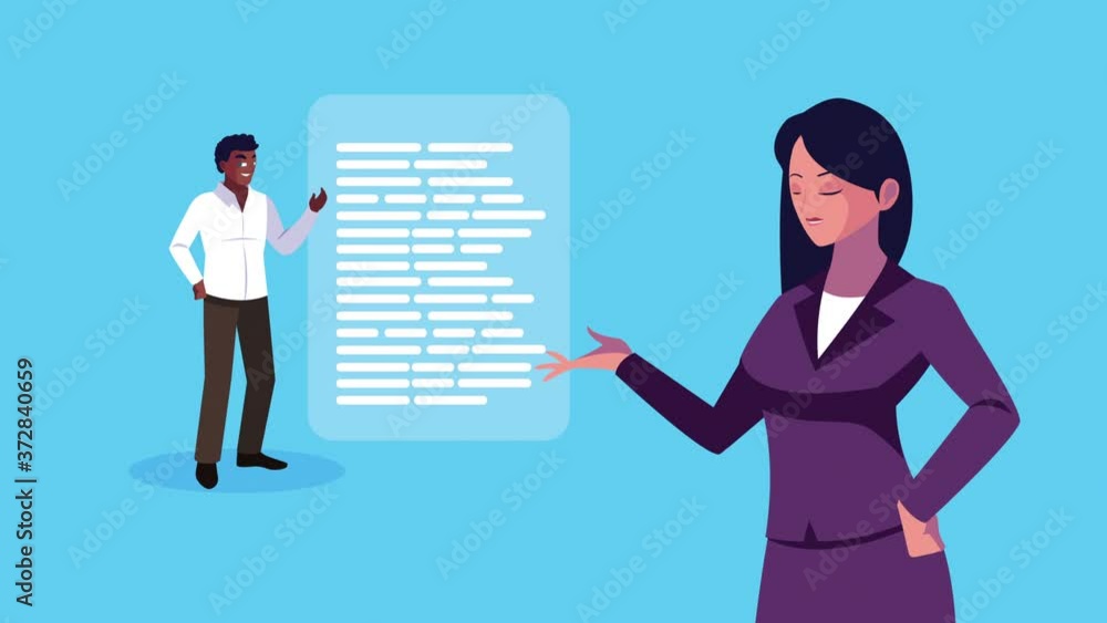 interracial business couple workers characters animation interracial business couple workers characters animation