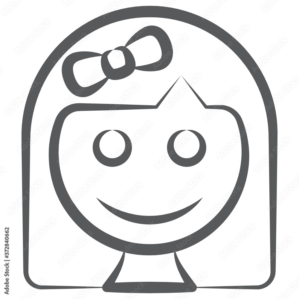 Doodle stroke icon of cute girl emoji, cute young female
Doodle stroke icon of cute girl emoji, cute young female