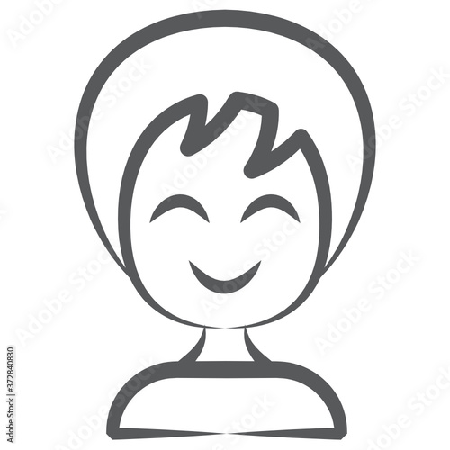 
Female avatar in doodle design, happy girl icon 
